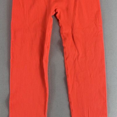 GOOD AMERICAN LEGGINGS WOMENS Sz 1 or 2 NEON ORANGE BRIGHT RUNNING YOGA 24X23